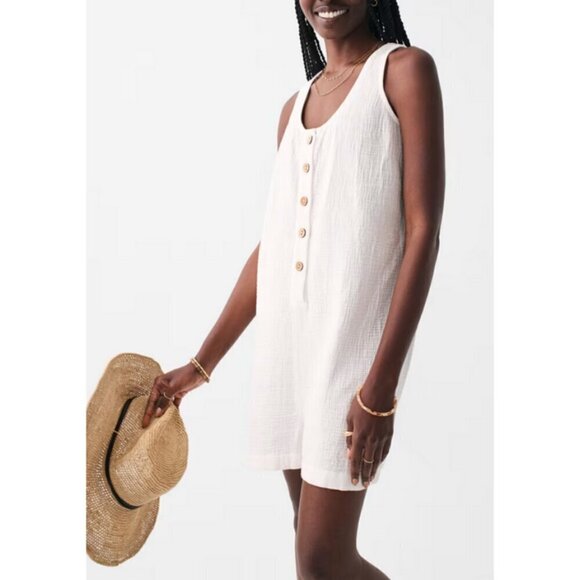 💕FAHERTY💕 Dream Cotton Gauze Jamesport Romper ~ White Medium M NWT - Picture 3 of 16